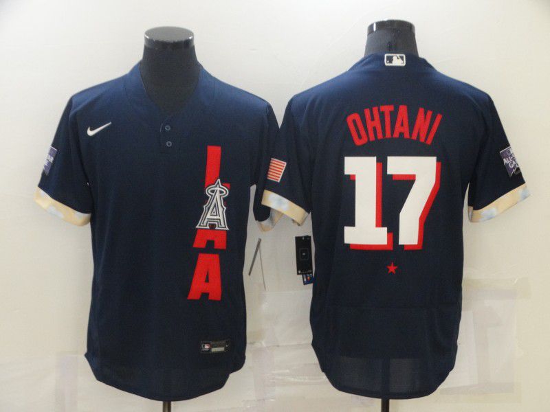 Men Los Angeles Angels 17 Ohtani Blue 2021 All Star Elite Nike MLB Jersey